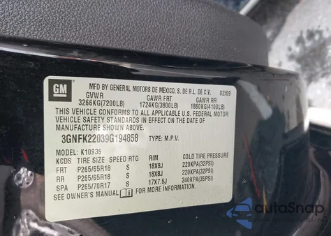 2009 Chevrolet Avalanche 1500 Lt2 from USA, damaged, VIN 3GNFK22039G194858